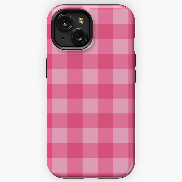 Bright pink checkered plaid iPhone case