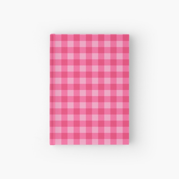 Bright pink checkered plaid hardcover journal