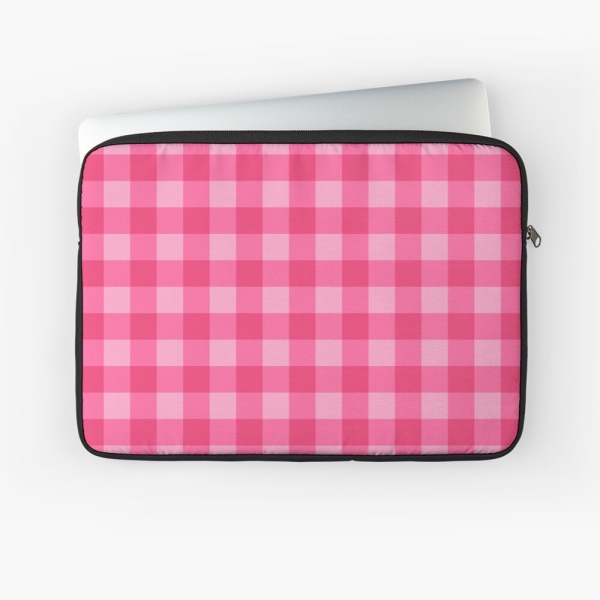 Bright pink checkered plaid laptop sleeve