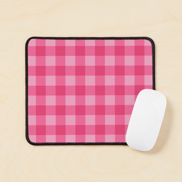 Bright pink checkered plaid mouse pad