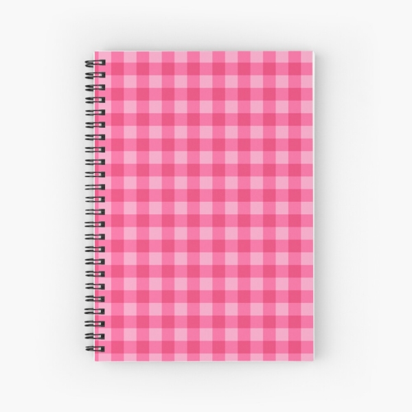 Bright pink checkered plaid spiral notebook