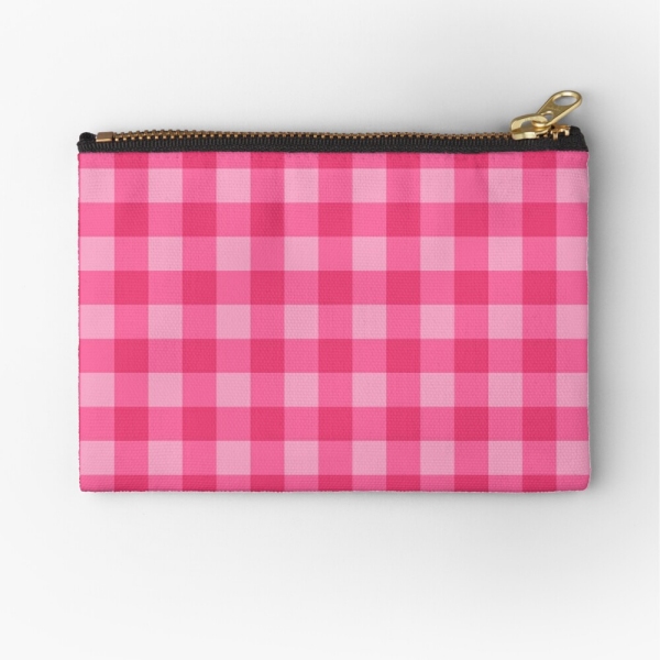Bright pink checkered plaid accessory bag