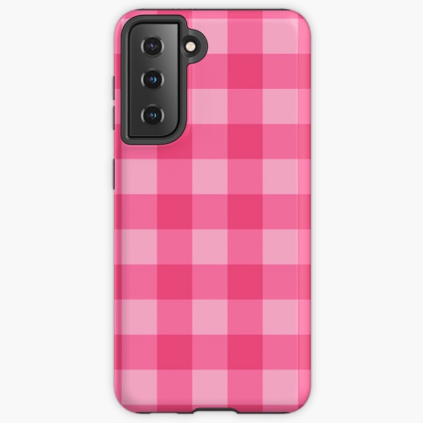 Bright pink checkered plaid Samsung Galaxy case