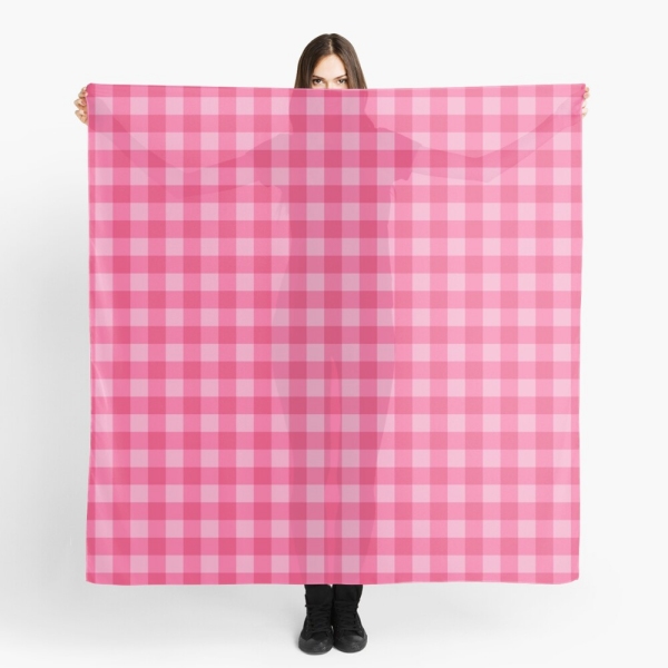 Bright pink checkered plaid scarf