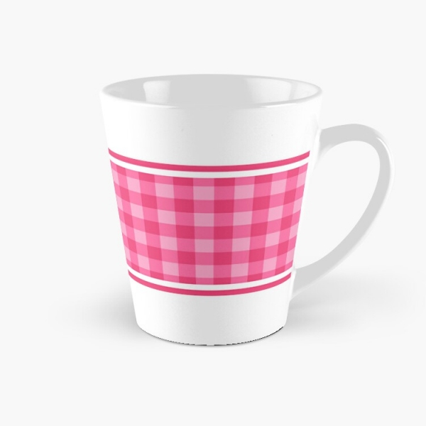 Bright pink checkered plaid tall mug