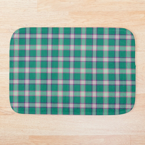 Emerald green and purple plaid floor mat