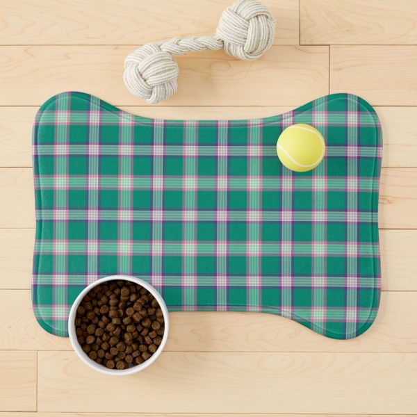 Emerald green and purple plaid pet mat