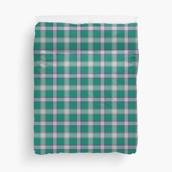 Emerald green and purple plaid duvet cover