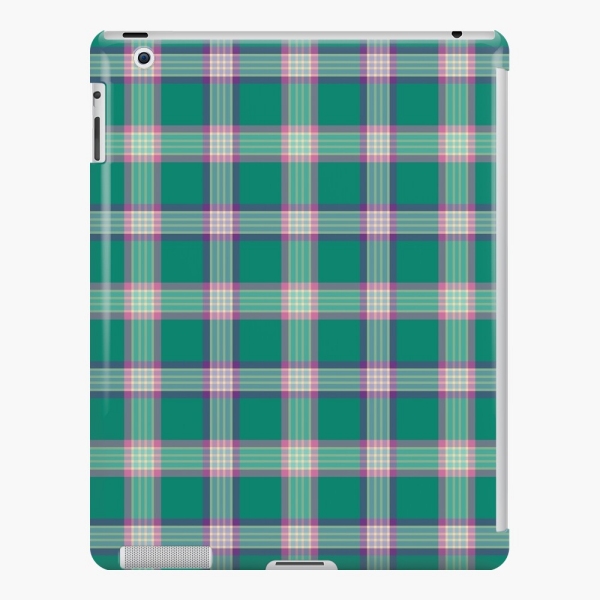 Emerald green and purple plaid iPad case