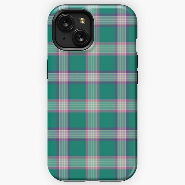 Emerald green and purple plaid iPhone case