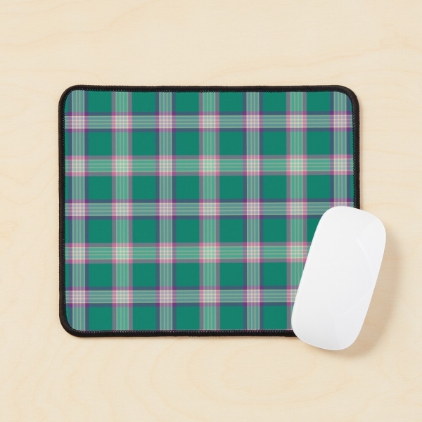 Emerald green and purple plaid mouse pad