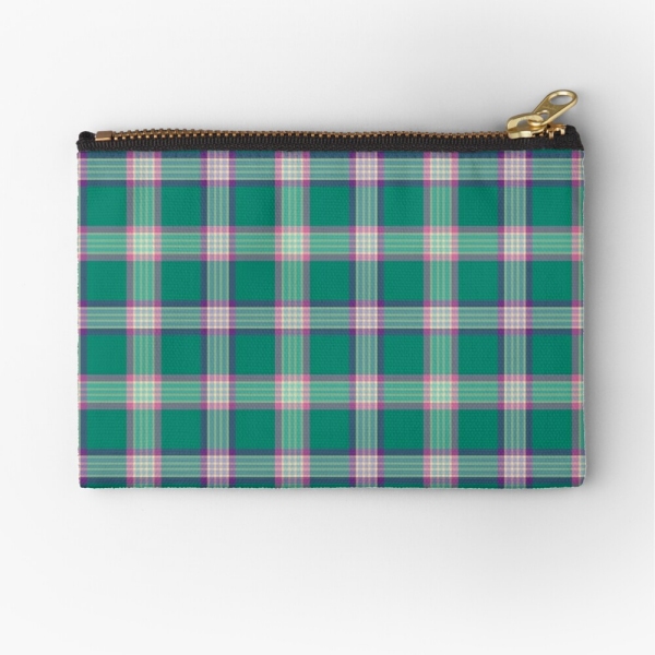 Emerald green and purple plaid accessory bag