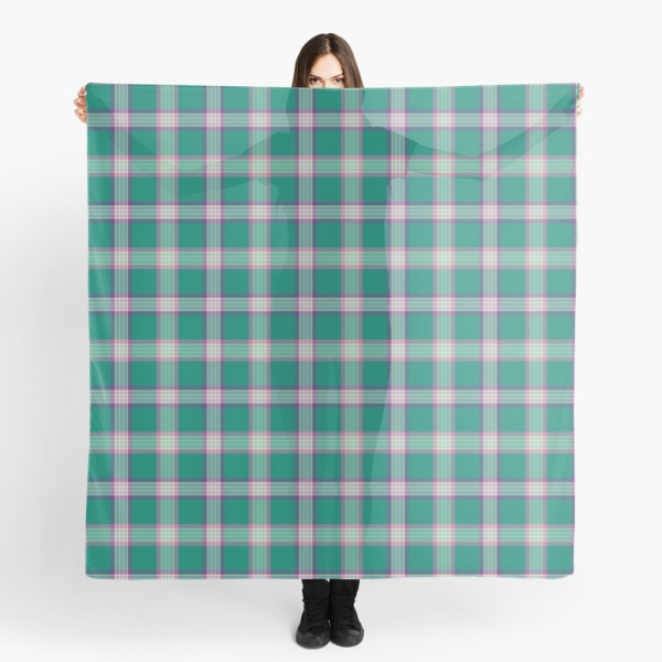 Emerald green and purple plaid scarf