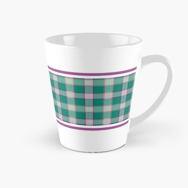 Emerald green and purple plaid tall mug