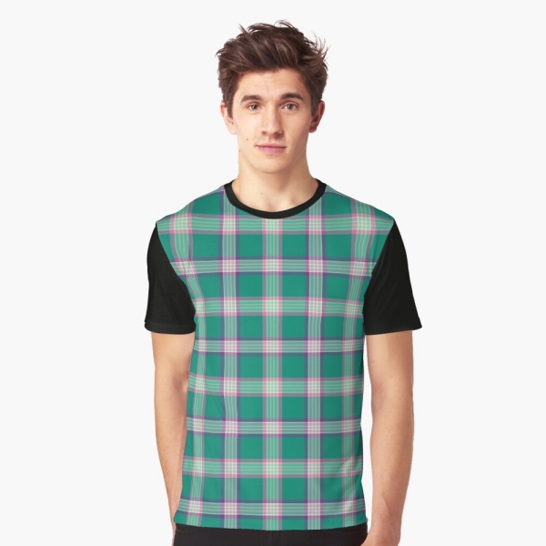 Emerald green and purple plaid tee shirt