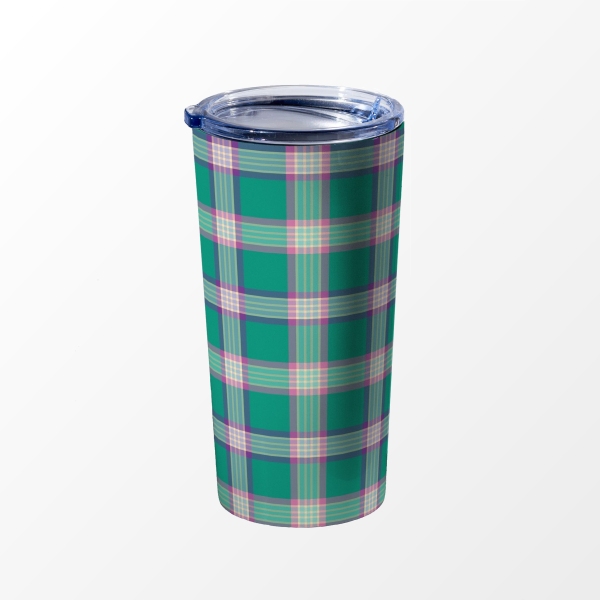 Emerald Green and Purple Plaid Travel Mug