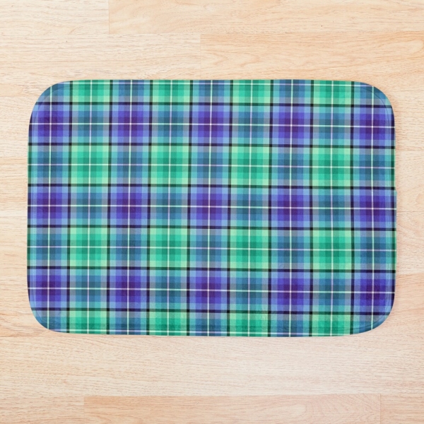 Bright green and purple plaid floor mat