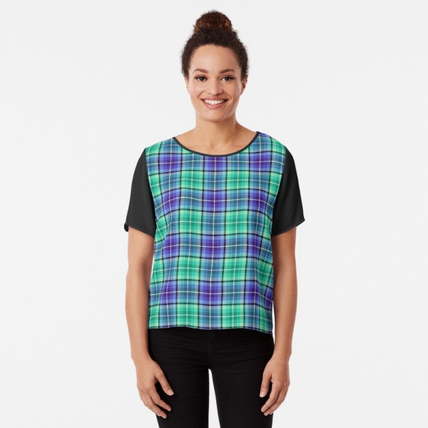 Bright Green and Purple Plaid Top
