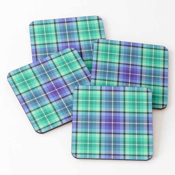 Bright Green and Purple Plaid Coasters