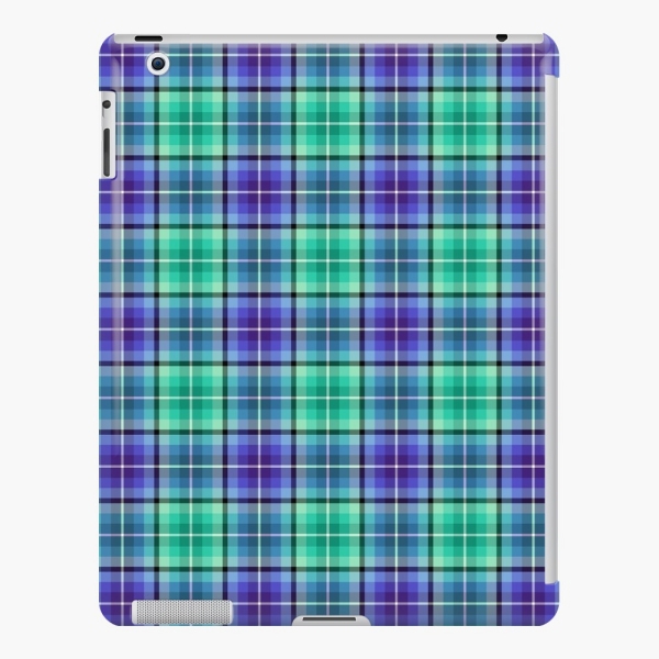Bright green and purple plaid iPad case