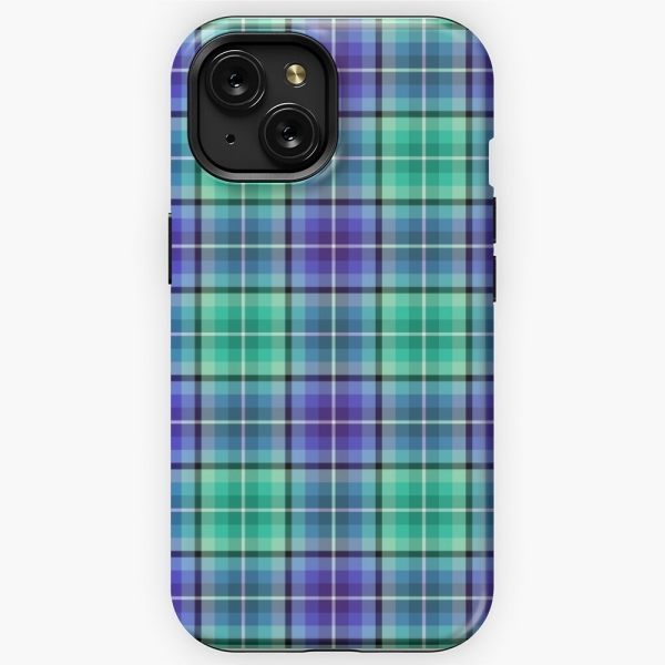 Bright green and purple plaid iPhone case