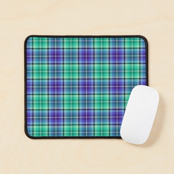 Bright green and purple plaid mouse pad