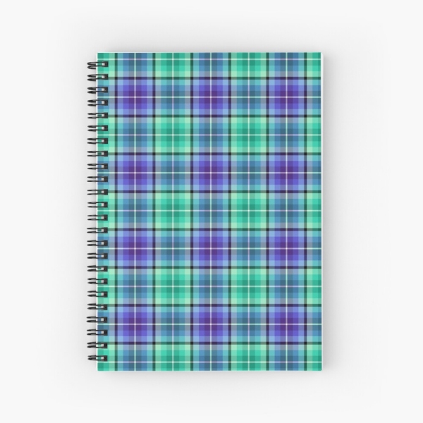 Bright green and purple plaid spiral notebook