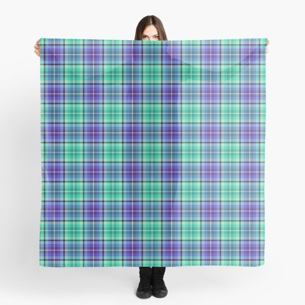 Bright green and purple plaid scarf
