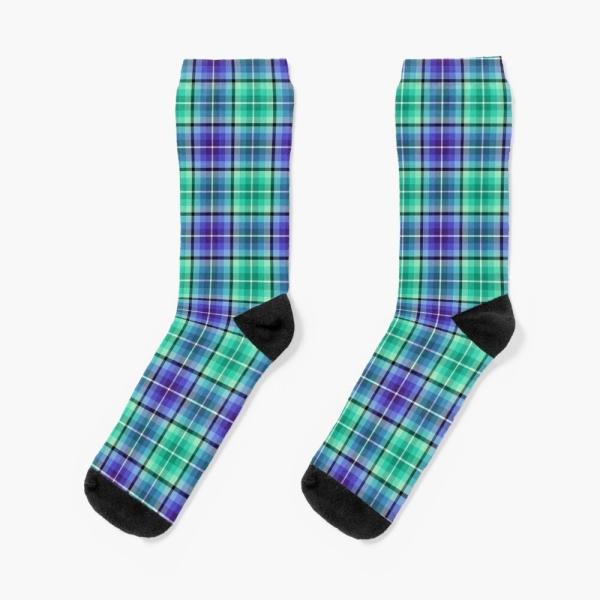 Bright green and purple plaid socks