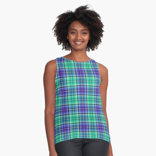 Bright green and purple plaid sleeveless top