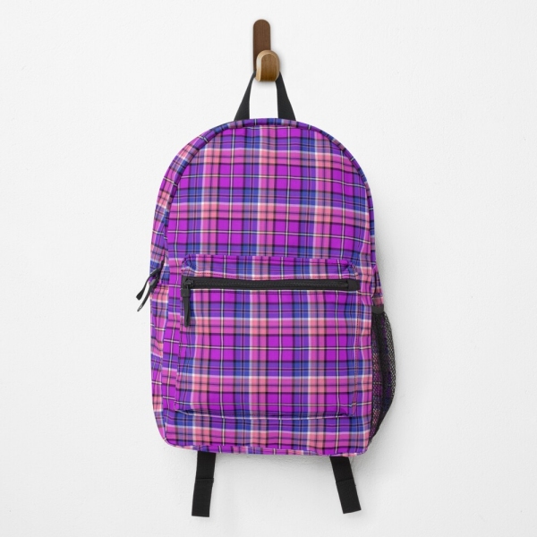 Bright Purple, Pink, and Blue Plaid Backpack