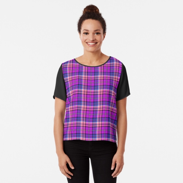 Bright Purple, Pink, and Blue Plaid Top