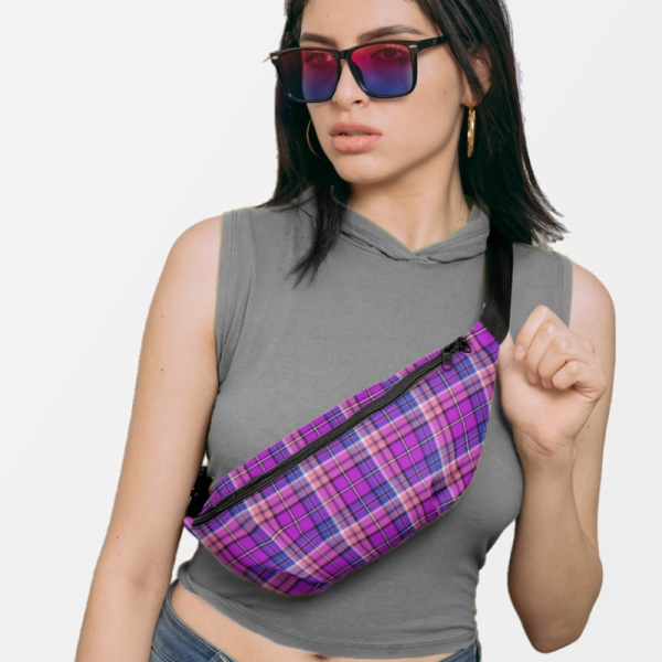 Bright Purple, Pink and Blue Plaid Fanny Pack