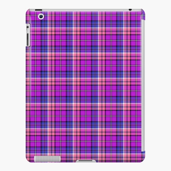 Bright purple, blue, and pink plaid iPad case