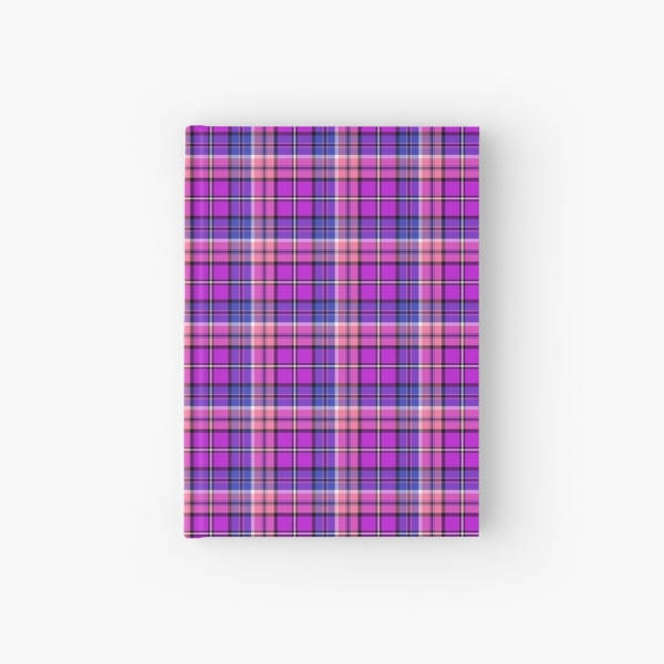 Bright purple, blue, and pink plaid hardcover journal