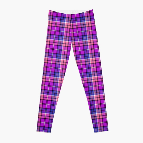 Bright purple, blue, and pink plaid leggings