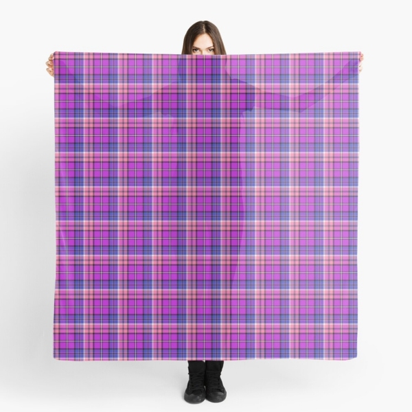 Bright purple, blue, and pink plaid scarf