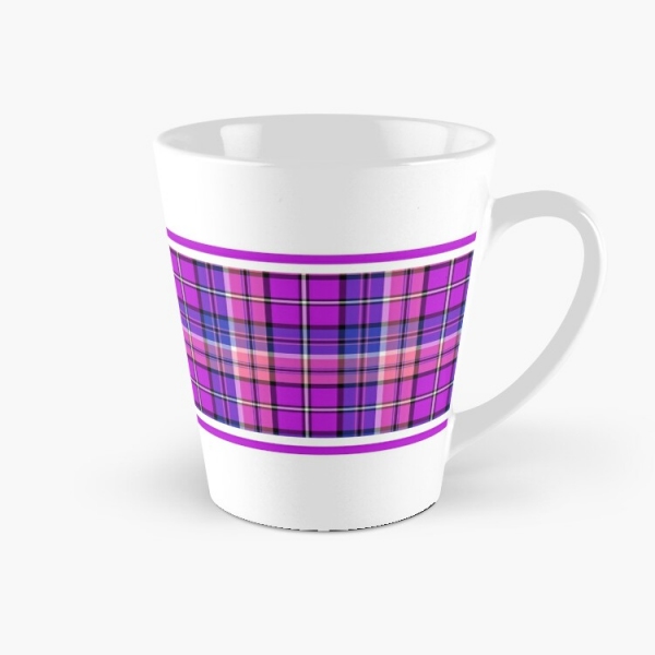 Bright purple, blue, and pink plaid tall mug