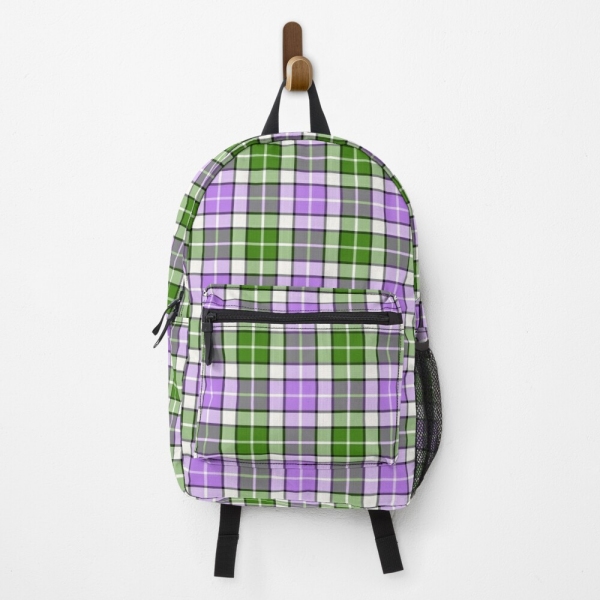Lavender and green plaid backpack
