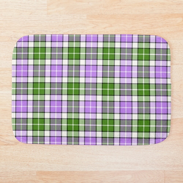 Lavender and green plaid floor mat