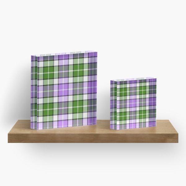 Lavender and green plaid acrylic block