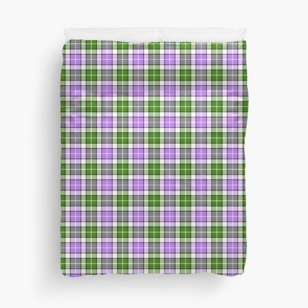 Lavender and green plaid duvet cover