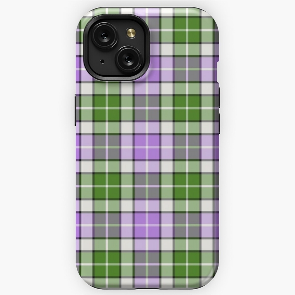 Lavender and green plaid iPhone case