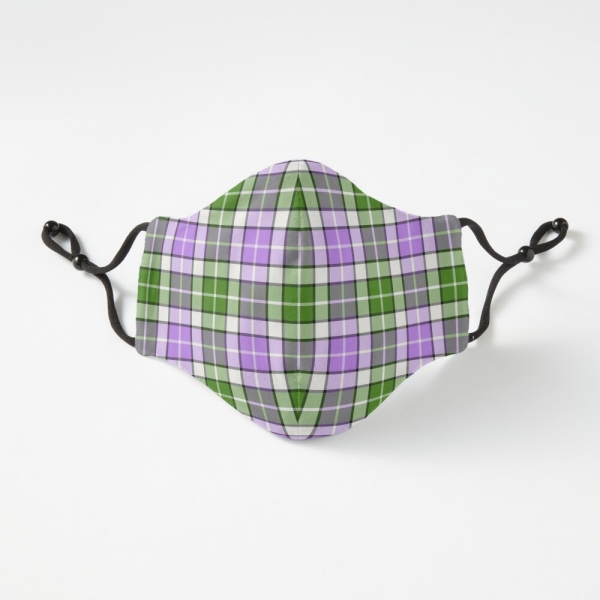 Lavender and green plaid fitted face mask