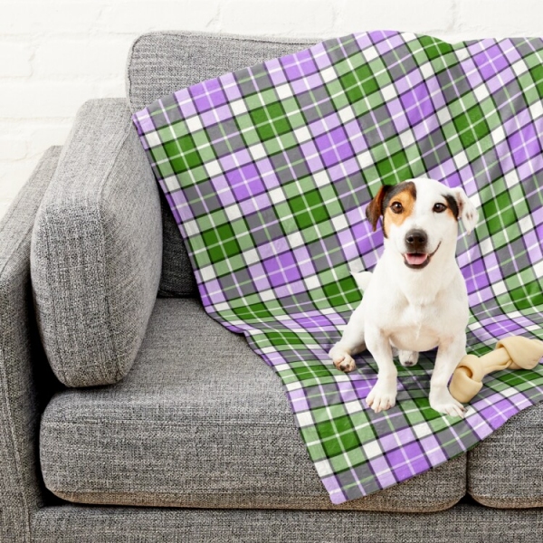 Lavender and green plaid pet blanket