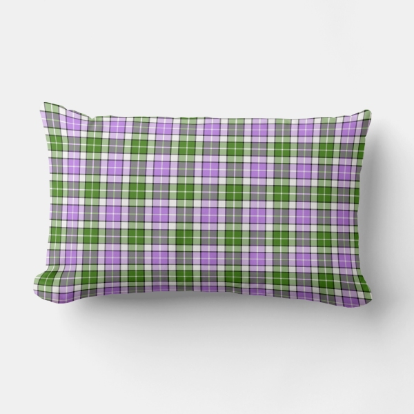Lavender and green plaid lumbar cushion