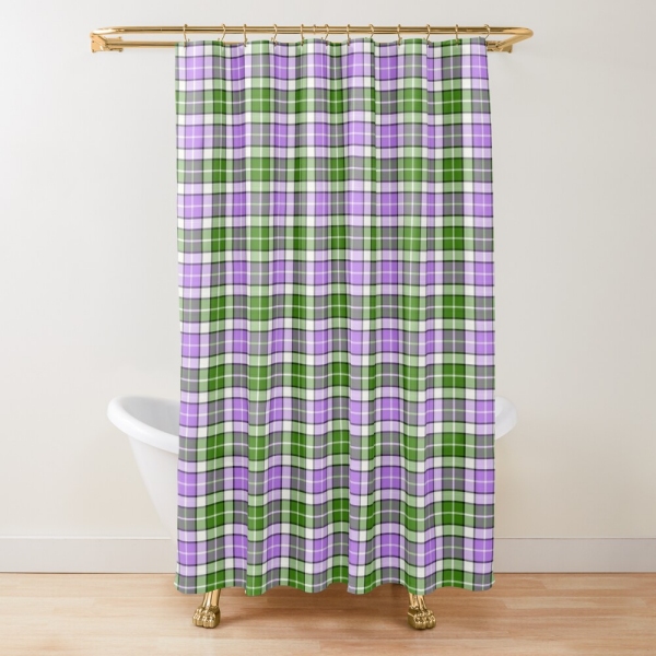 Lavender and green plaid shower curtain