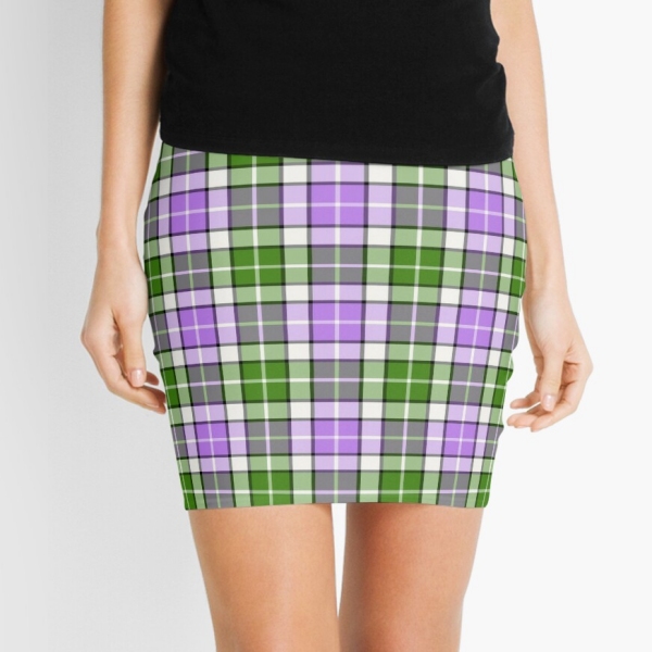 Lavender and green plaid mini skirt
