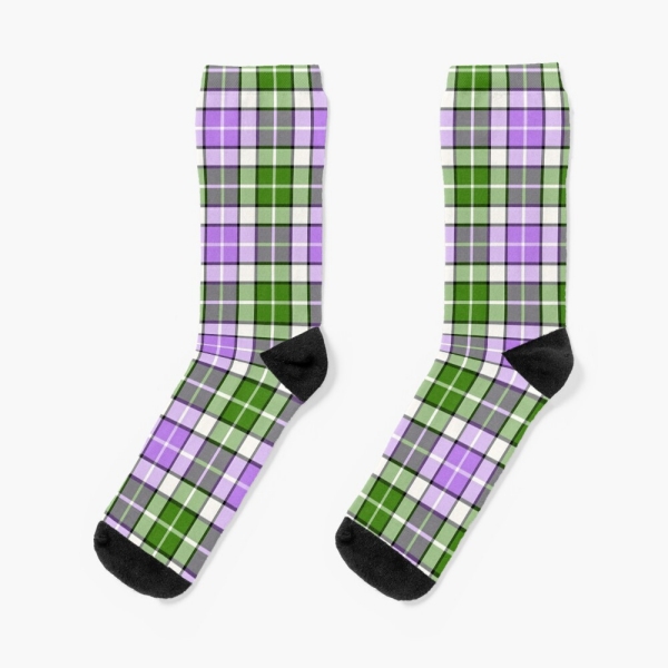 Lavender and Green Plaid Socks