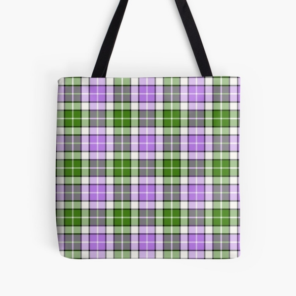Lavender and green plaid tote bag